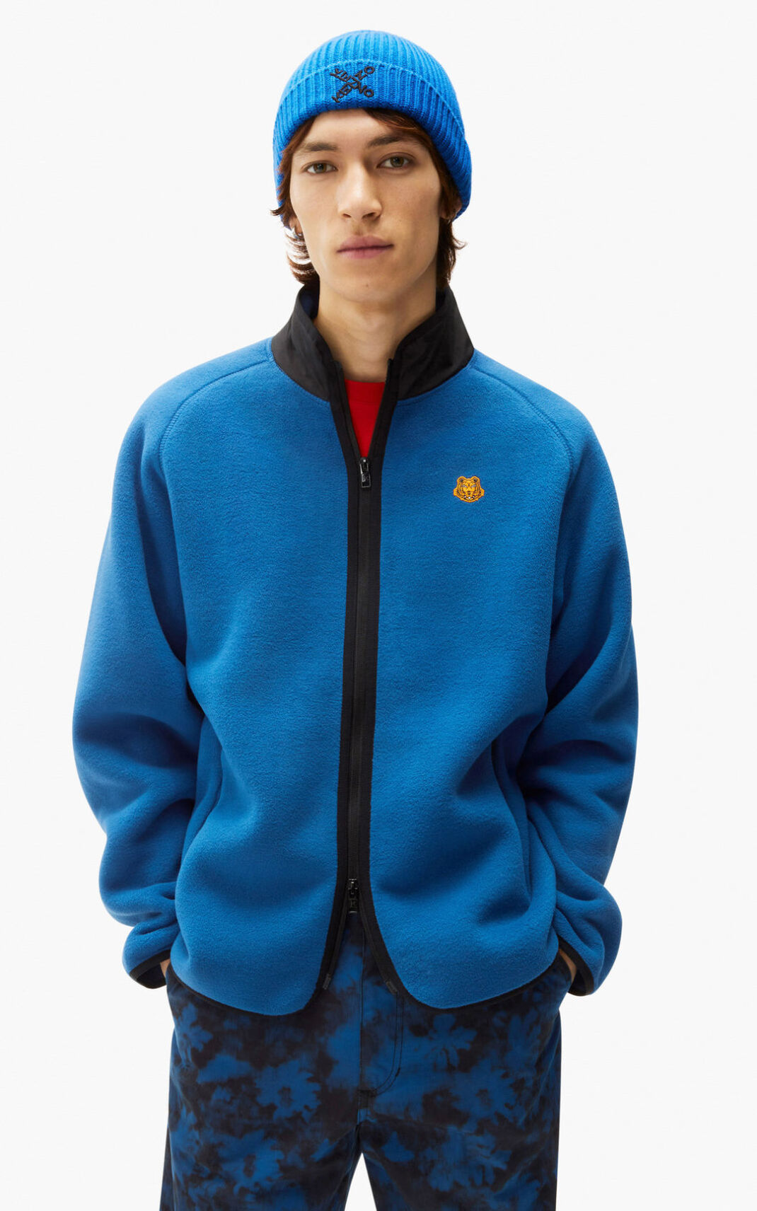 Jaqueta Esportiva Kenzo Zipped fleece Masculino - Azul Marinho Azuis | 439FSKYQB